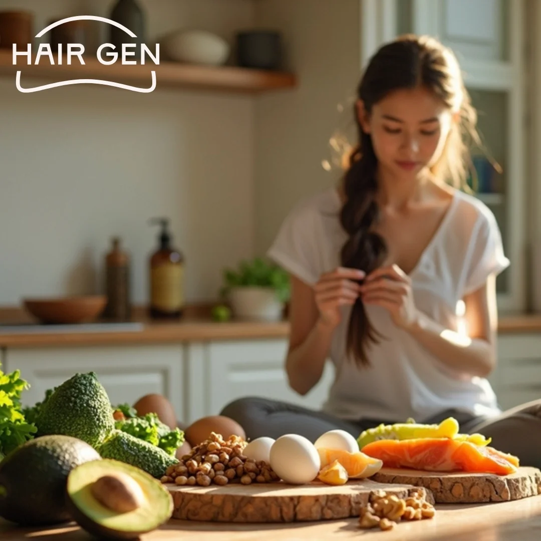 Aliments riches en nutriments essentiels pour une alimentation équilibrée, favorisant un cuir chevelu sain.
