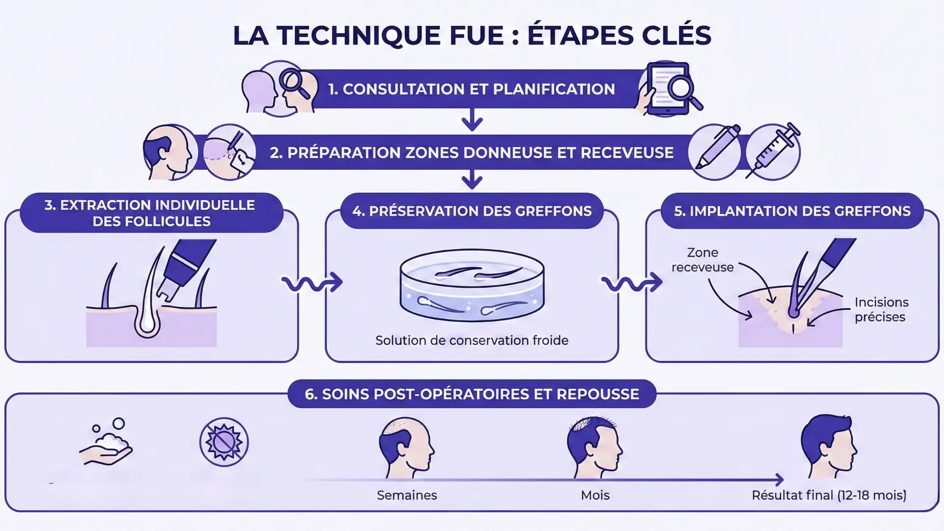 Schéma de la technique FUE