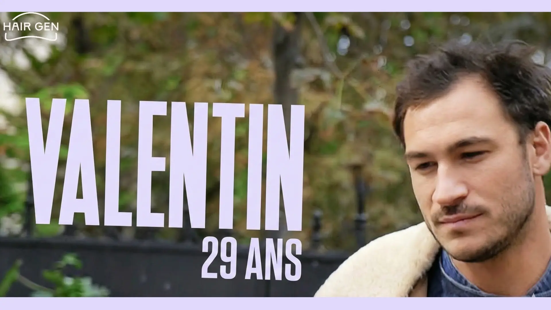 Gros plan sur Valentin Kretz à 29 ans montrant des signes de calvitie naissante.
