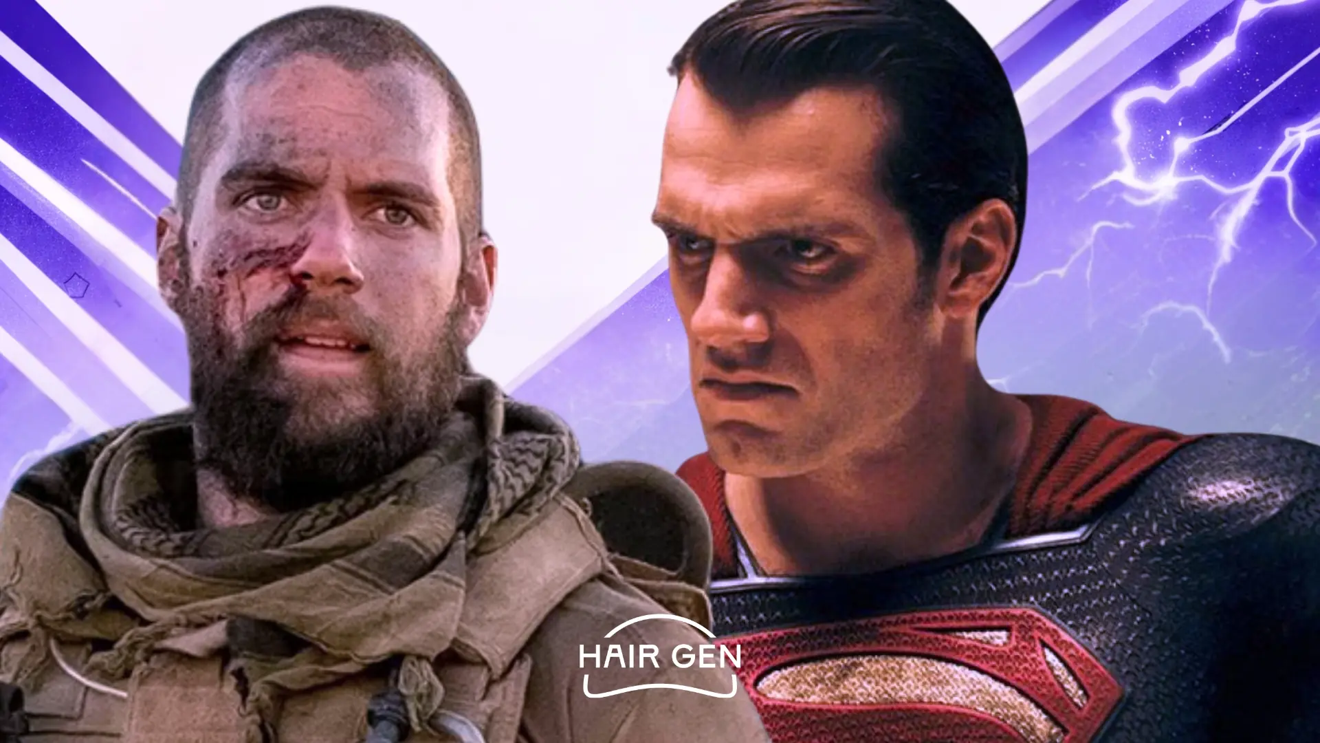 Comparaison entre la coupe rase de Sand Castle (révélant les golfes) et le plaquage gominé de Batman v Superman.