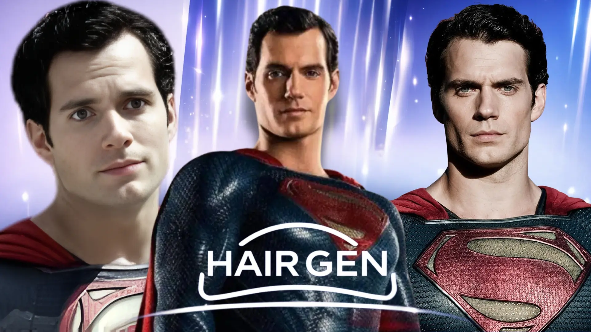 Gros plan sur le visage de Henry Cavill en Superman, mettant en évidence sa ligne frontale.