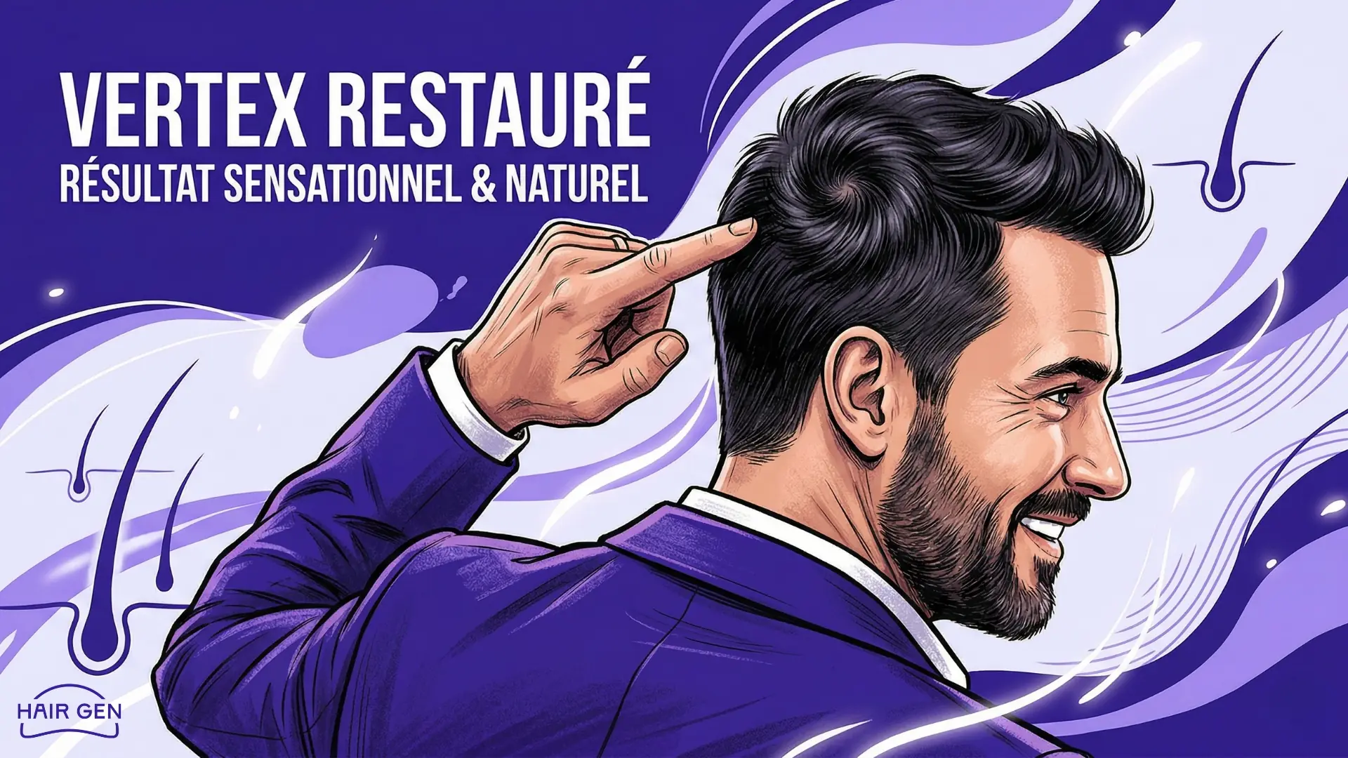 Gros plan sur le vertex restauré de John Cena montrant le tourbillon naturel.