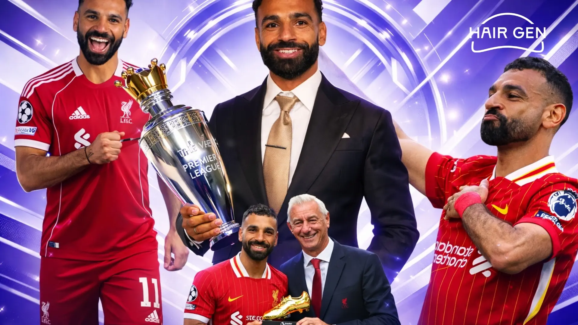 Salah célébrant avec un sourire contagieux, posture assertive dès la saison 2024/2025.