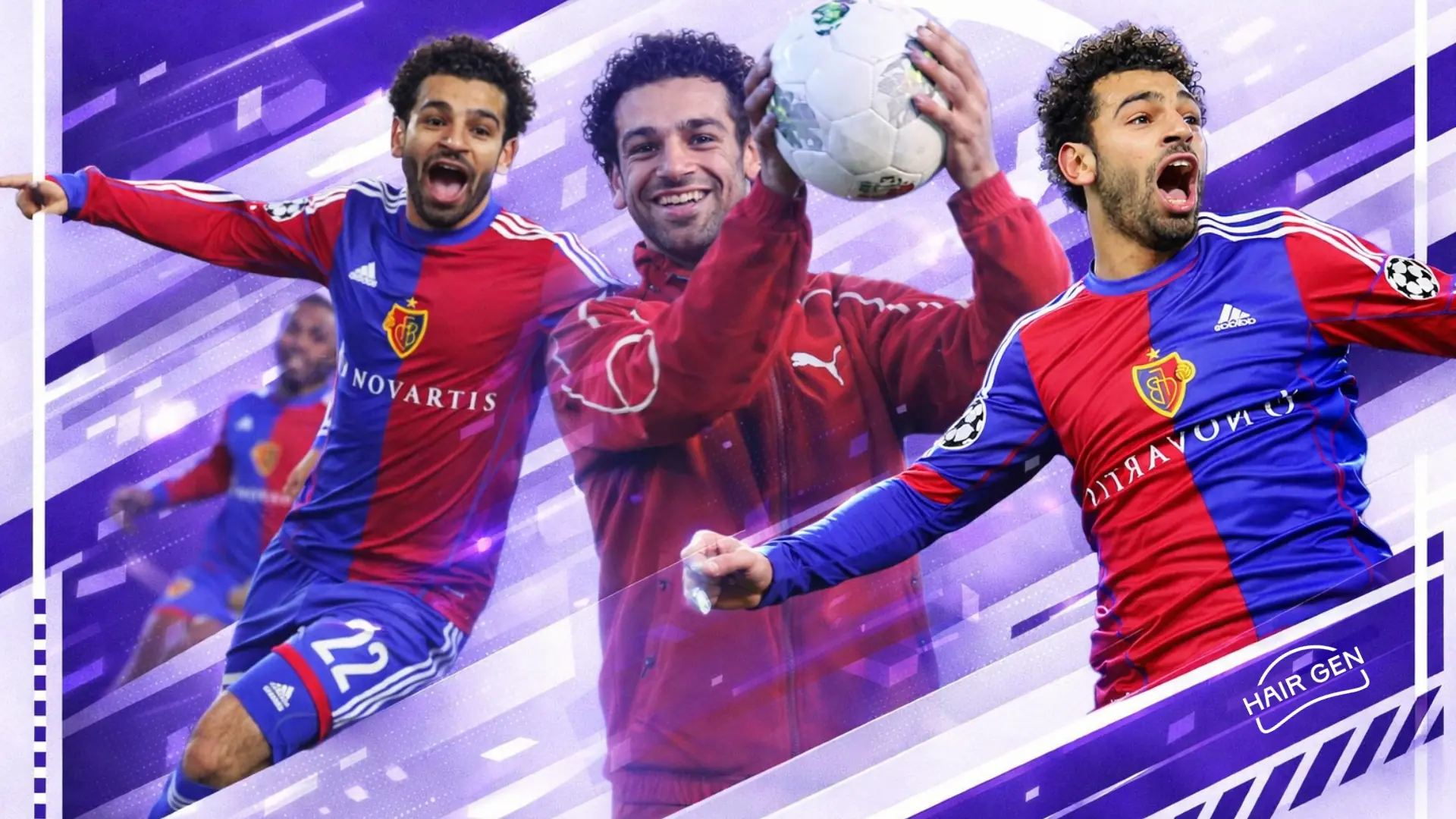 Salah au FC Bâle, ligne frontale forte et dense.