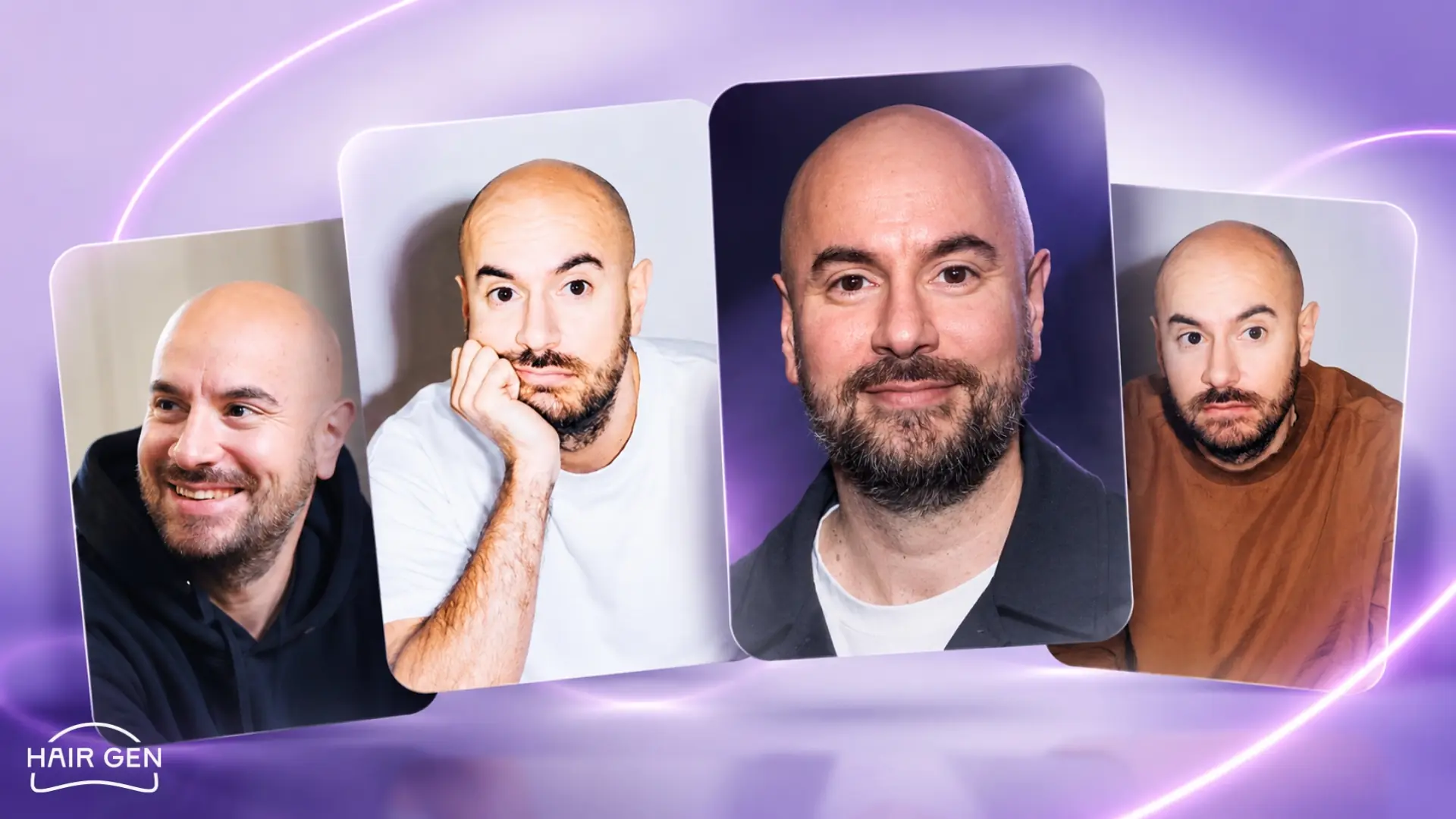 Kyan Khojandi avant calvitie précoce crâne rasé barbe soignée
