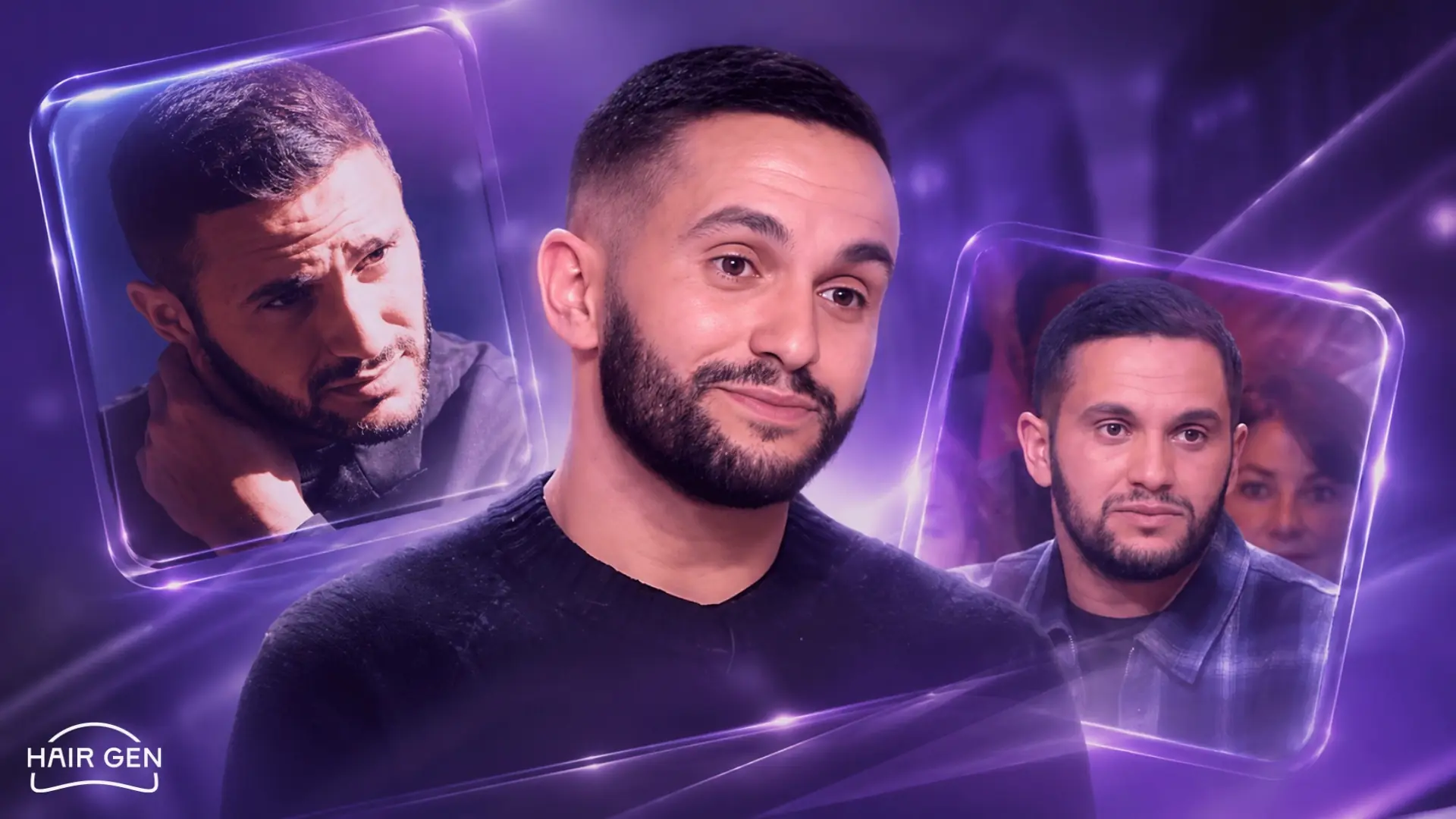 Malik Bentalha après densité capillaire coupe courte barbe visage affiné