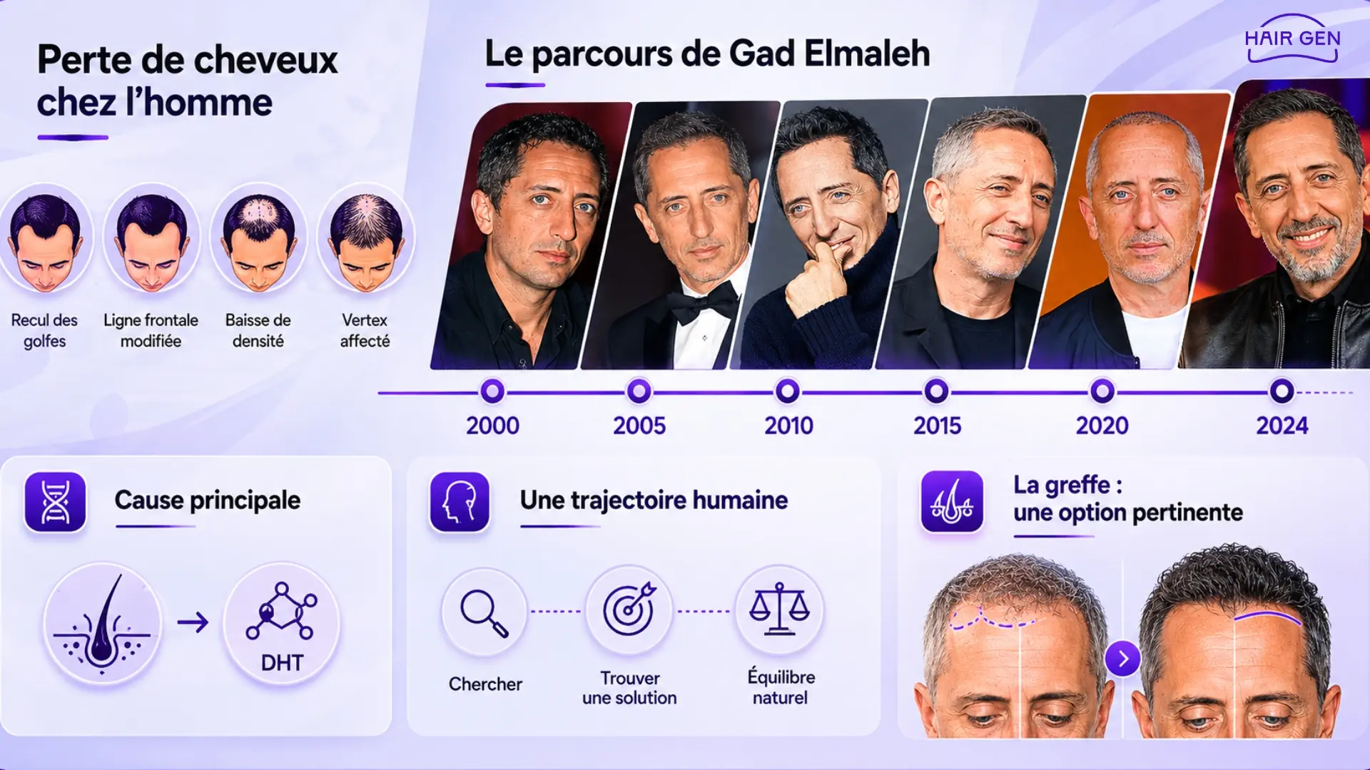 La perte de cheveux chez l'homme.
