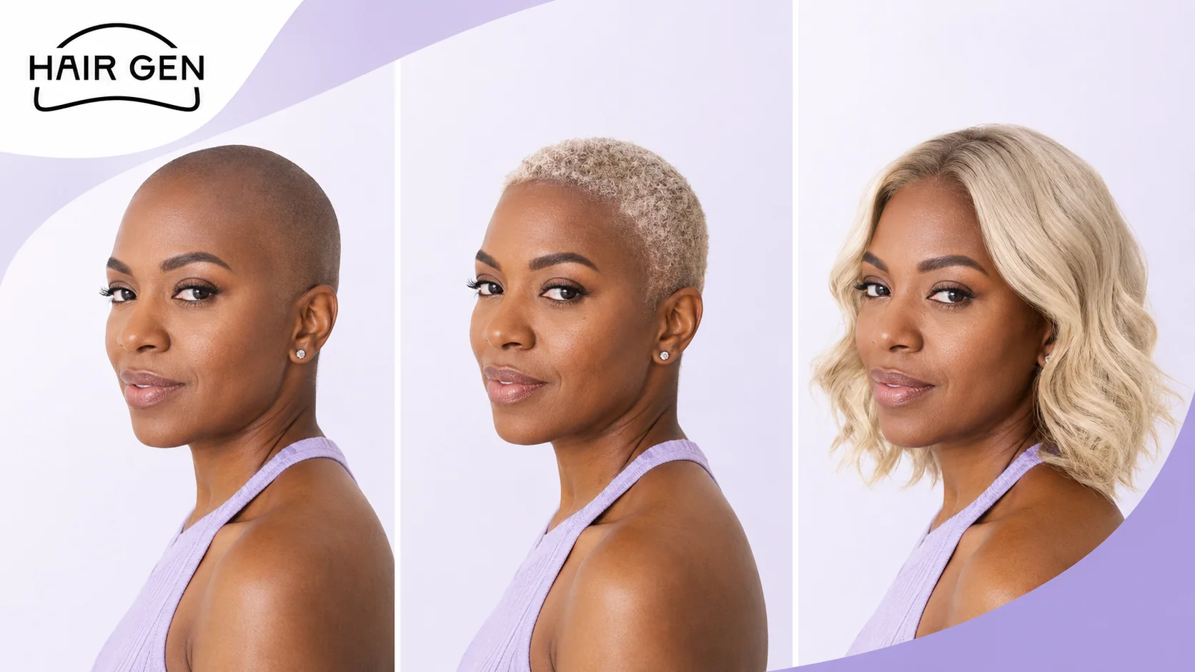 Évolution visible d’une repousse capillaire partielle avec une coupe courte blonde
