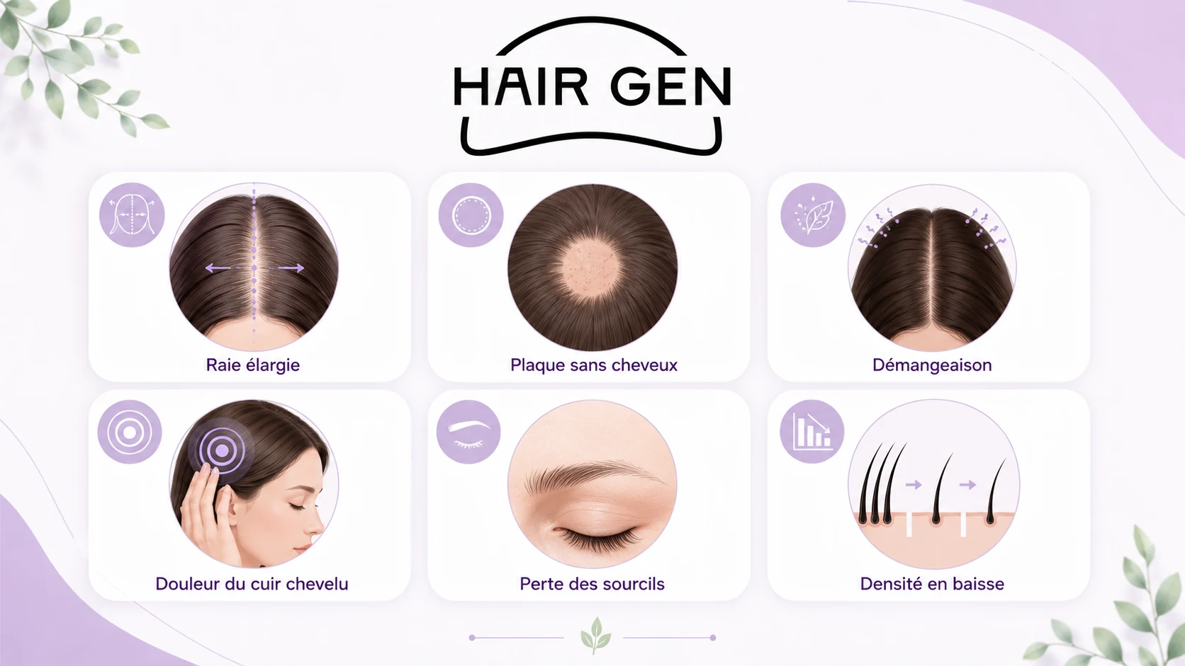 Infographie sur les signes justifiant une consultation pour une chute de cheveux